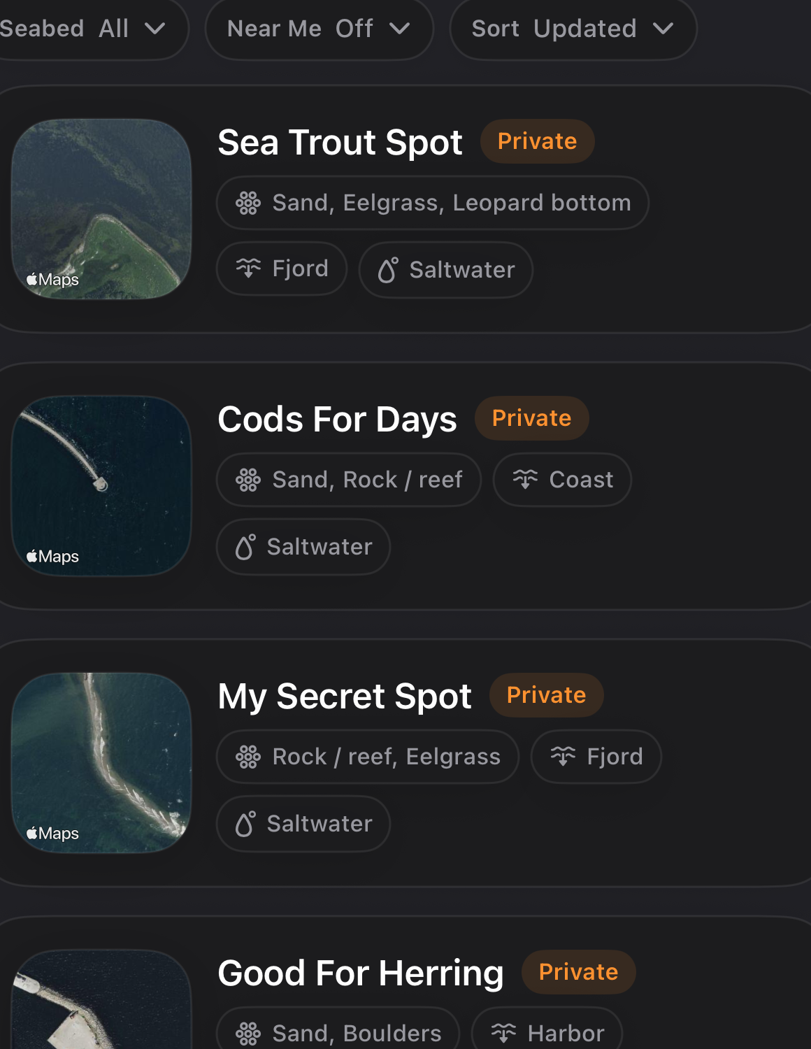 Saved spots highlight