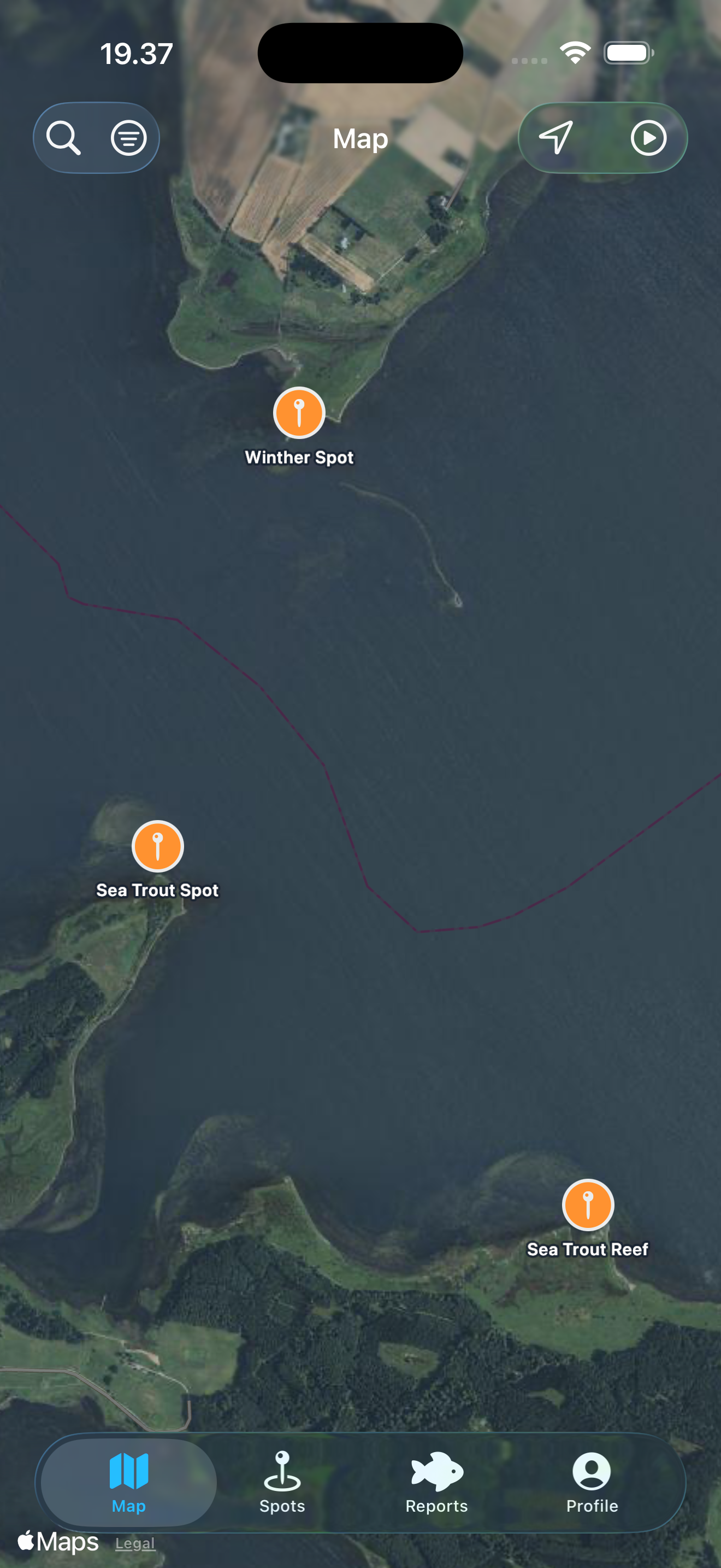 Anglr map screen